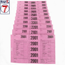 Ticket pressing T3V rose hydrorésistant numéroté